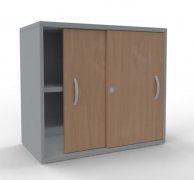 Schiebetüren-Anstellschrank TEN 80 cm Lichtgrau/Buche