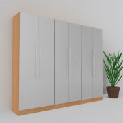 Büro Schrankwand MS4 Breite 240 cm Höhe 200,4 cm Dekor Buche-Silber