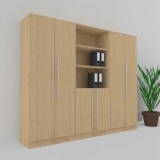 Büro Schrankwand MS5 240 cm breit 200,4 cm hoch Dekor Ahorn