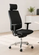 Bürodrehstuhl Premium schwarz mit Kopfstützen und Armlehnen