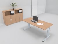 Büromöbel-Set GB2 Komplettbüro 3teilig Schreibtisch und Büroschränke Buche