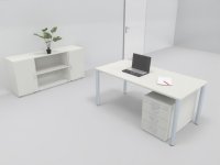 Büromöbel-Set GB5 Komplettbüro 5-teilig Schreibtisch, Rollcontainer, Sideboard Dekor Weiß