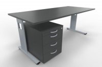 Büromöbelset MSR1 Schreibtisch mit Rollcontainer Onyx-Grau