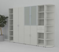 Büroschrankwand 280 cm breit 521 Weiss