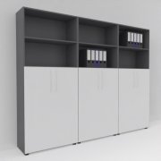 Büro-Schrankwand Basis K10 Grafit-Weiss