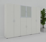 Büroschrankwand M59 240 cm breit Weiss