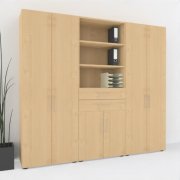 Büroschrankwand VH11 240 cm breit 6 Ordnerhöhen Ahorn