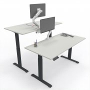 Doppelarbeitsplatz 160 x 160 cm GEL2 Gestellfarbe Anthrazit Tischplatte Weiß