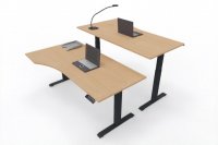 Doppelarbeitsplatz elektrisch höhenverstellbare PC-Schreibtische Gestelle Anthrazit Tischplatten Buche