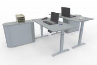 Doppelarbeitsplatz GER1 Schreibtische elektrisch höhenverstellbar mit Sideboards Dekor Ahron