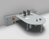 Doppelarbeitsplatz G2S mit Berateransatztisch Lichtgrau