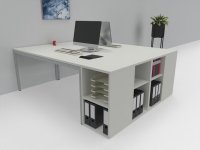 Doppelarbeitsplatz 160 x 200 cm zwei Schreibtische mit Anstellregalen