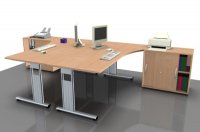 Doppelarbeitsplatz GD25 mit Anstellschränken 80 cm