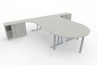 Doppelarbeitsplatz mit Besprechnungstisch 400 x 280 cm PA2 Weiß
