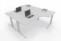 Doppelschreibtisch BD11 240x200cm Tischplatten Lichtgrau