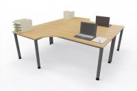 Doppelarbeitsplatz H200 240 x 200 cm Tischplatten Eiche Gestell Grafit