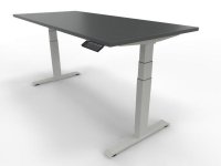 Elektrisch höhenverstellbarer Schreibtisch GP18 180x80cm Tischplatte Onyxgrau Gestell Weiß