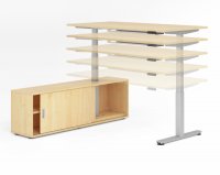 Schreibtisch elektrisch höhenverstellbar mit Sideboard Ahorn Grafit