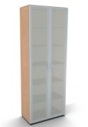 Schrank 6 Ordnerhöhen mit Glastüren Buche