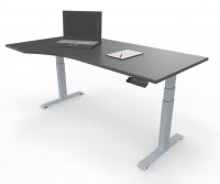 PC-Schreibtisch Elevate Plus linke Seite 100 cm tief Gestell Silber Tischplatte Onyx