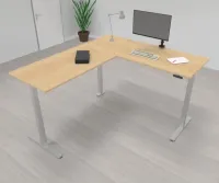 Elektrisch höhenverstellbarer Winkelschreibtisch 200 x 220 cm DSM Silber Ahorn