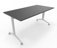Klapptisch 160 x 80 cm mit Rollen Gestell Weiß Tischplatte Grafit