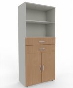 Kombischrank Mega 80x42x180,8 cm mit Schubladen und Türen Weiß-Buche