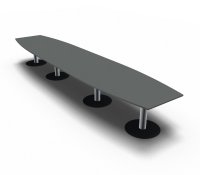 Konferenztisch 540 cm Bootsform Onyxgrau