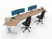Doppelarbeitsplatz GC2 Leitstellentisch 433 cm breit Buche Anwendungsbeispiel