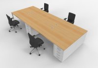 Teamarbeitsplatz PM4 für 4 Personen Weiß-Buche