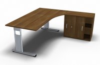 PC-Schreibtisch rechts Anstellschrank Nussbaum