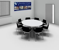 Konferenztisch weiß rund 160 cm mit Stühle