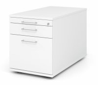 Rollcontainer Multi 80 cm tief mit Hängeregister Dekor Weiß Bügelgriffe