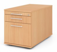Rollcontainer Multi 80 cm tief mit Hängeregisterauszug Dekor Buche Relinggriffe