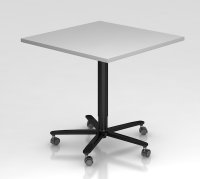 Säulenhubtisch 80 x 80 x 72 bis 114 cm Säule schwarz Dekor Lichtgrau