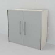 Schrank KM 2 Ordnerhöhen Weiss-Lichtgrau