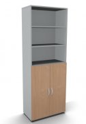 Schrank Mega 6 OH 80 cm breit Türen 3 OH Lichtgrau Buche