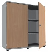 Aktenschrank TEN 3 Ordnerhöhen, 120 cm breit Lichtgrau/Buche