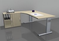 PC-Schreibtisch 180 cm breit mit Anstellschrank an der linken Seite Dekor Ahorn