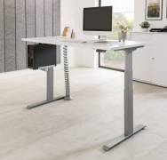 Schreibtisch HDK elektrisch höhenverstellbar 160 x 80 cm Weiss-Silber