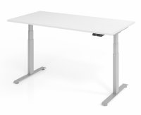 elektrisch höhenverstellbarer Schreibtisch 160x80 cm Baselite Weiß Silber