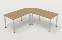 Winkelschreibtisch 200x200cm Schreibtischkombination Y2 Asteiche Gestell Silber