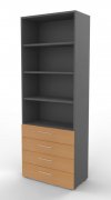 Schuladenregal VH9 80 cm breit 6 Ordnerhöhen Grafit-Buche
