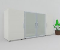 Sideboard 160 cm breit MA8 3 Ordnerhöhen Weiß