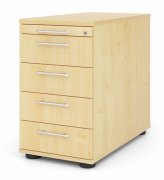 Schreibtischcontainer Standcontainer Multi mit 4 Schubfächern Dekor Ahorn Relinggriffe