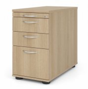 Schreibtischcontainer Standcontainer Multi mit Hängeregisterauszug Dekor Eiche Bogengriffe