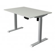 Steh-Sitz-Schreibtisch KM1M 120 x 80 cm Lichtgrau-Silber