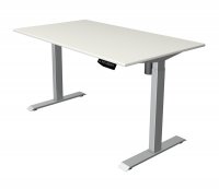 Steh-Sitz-Schreibtisch KM1M 140x80 cm Weiß-Silber