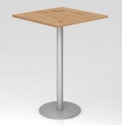 Stehtisch 80 x 80 cm mit Säulenfuß silberfarben Tischplatte Asteiche