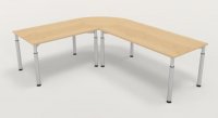 Winkelschreibtisch YE3 240x200 cm Ahorn Gestell Silber